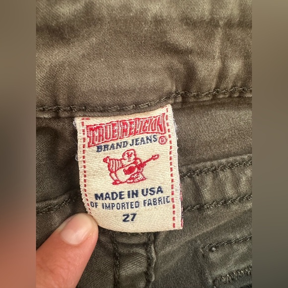 True Religion Women’s 27x29 Misty Green Flap Pocket Stretch Skinny Jeans Vintage - Picture 9 of 12